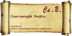 Cservenyák Beáta névjegykártya