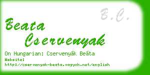 beata cservenyak business card