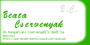 beata cservenyak business card
